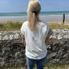 T-shirt blanc détail crochet manches