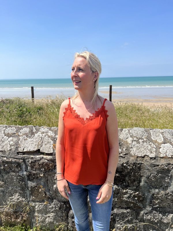 Top dentelle orange