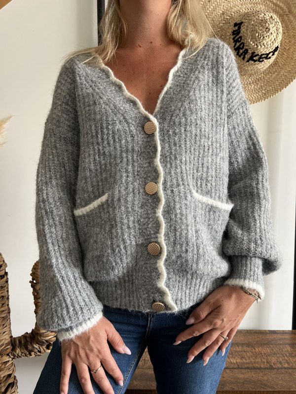 gilet gris et blanc