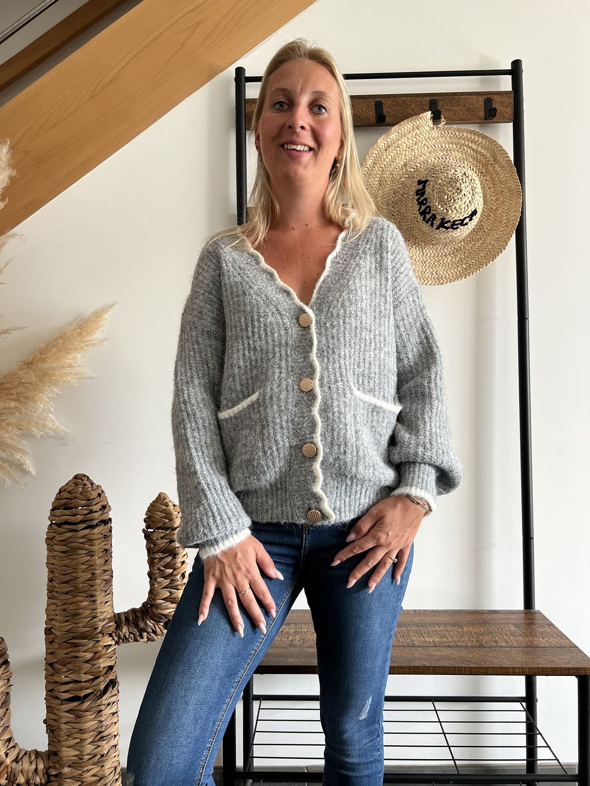 gilet en maille gris