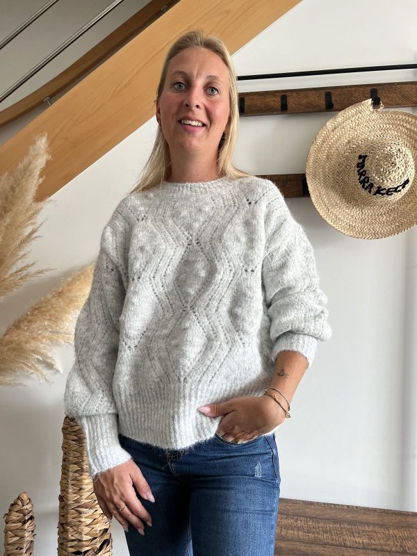 pull maille gris