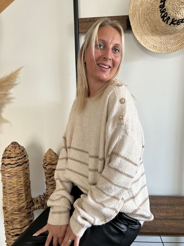pull en maille beige