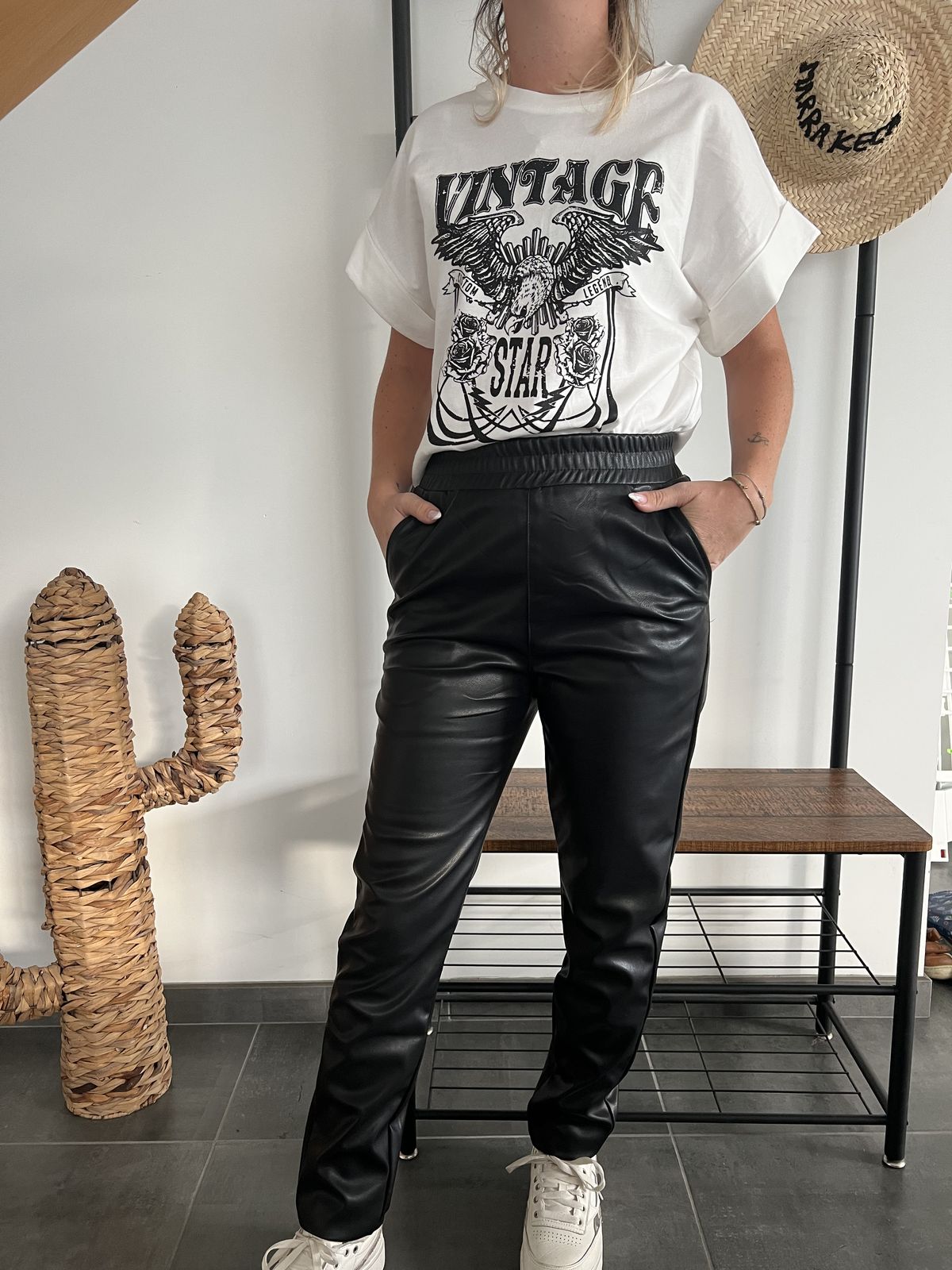 pantalon noir similicuir