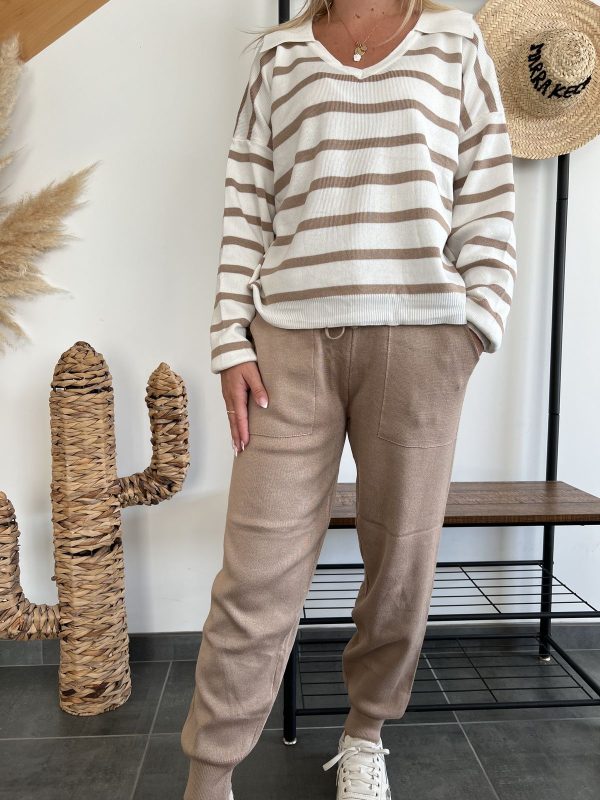 Ensemble rayé camel
