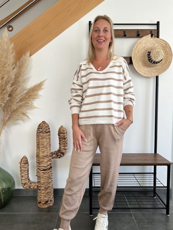 ensemble rayé camel
