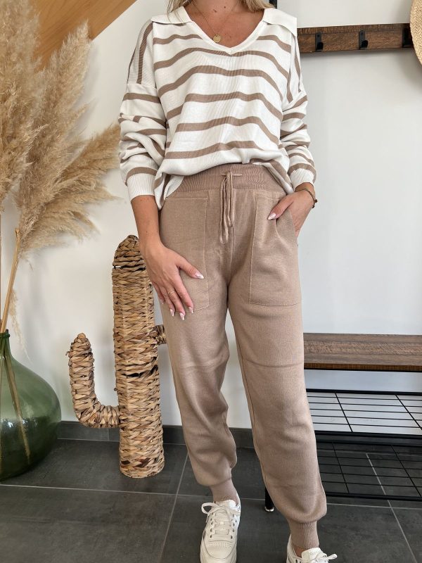 Ensemble rayé camel