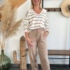 Ensemble rayé camel