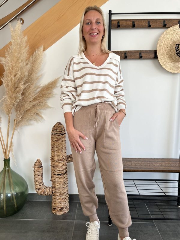 Ensemble rayé camel