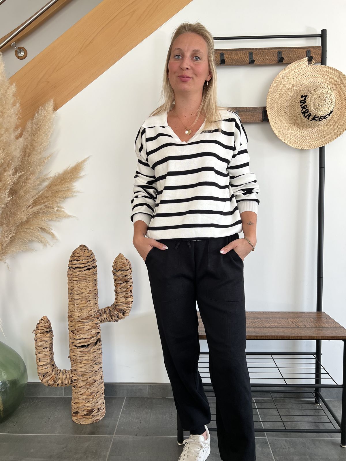 ensemble rayé noir