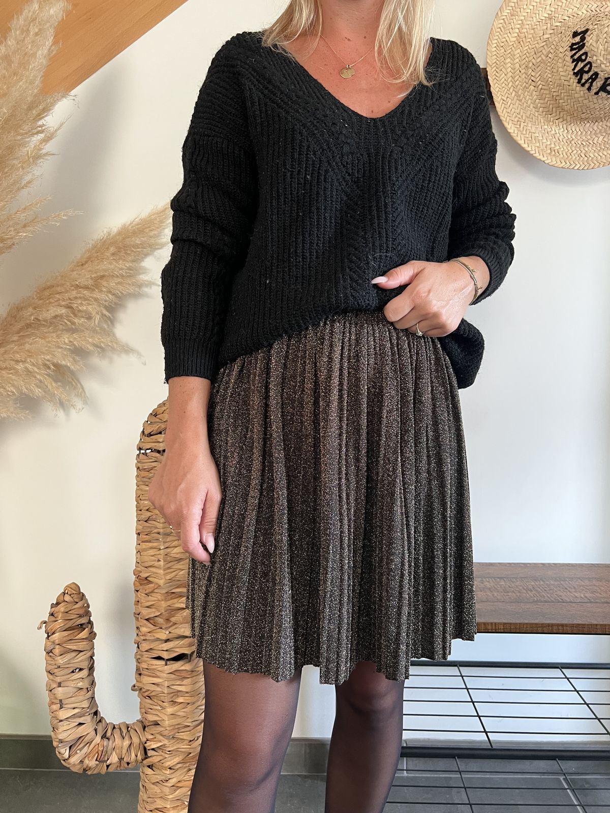 jupe bronze plissée