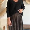 Jupe plissée bronze pailleté