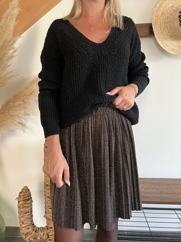 Jupe plissée bronze pailleté