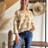 Pull camel coeurs blanc