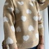 Pull camel coeurs blanc