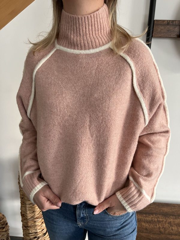 pull rose maille