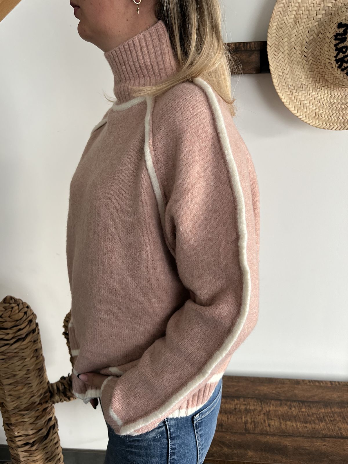 pull maille rose