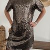 Robe sequins doré champagne