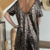Robe sequins doré champagne