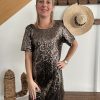 Robe sequins doré champagne