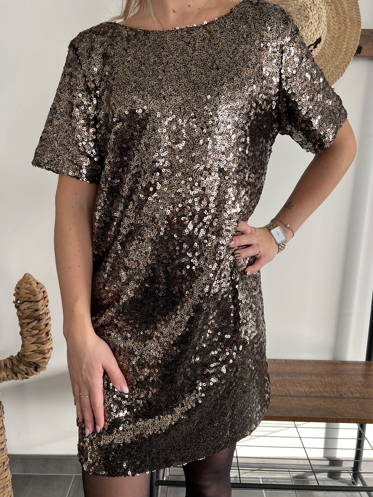 robne sequin champagne robe sequins