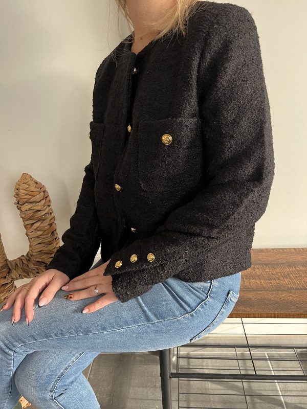 Veste noire lainage bouclette