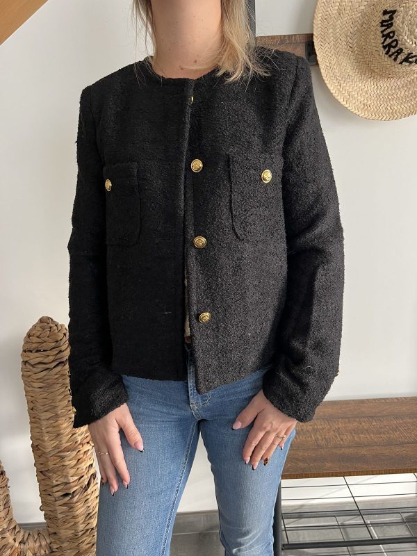 Veste noire lainage bouclette