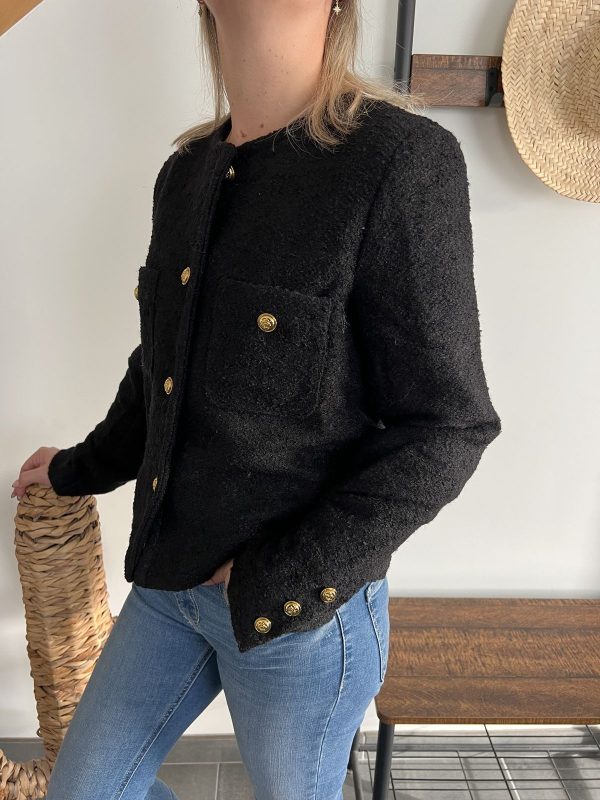 veste noire lainage bouclette