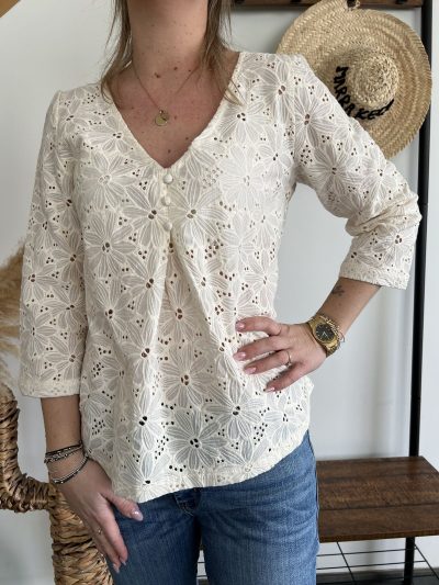 blouse creme Blouse broderie anglaise