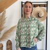 Blouse verte à imprimé floral