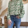 blouse verte florale