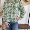 Blouse verte à imprimé floral