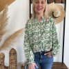 Blouse verte à imprimé floral