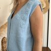 Pull sans manches bleu ciel