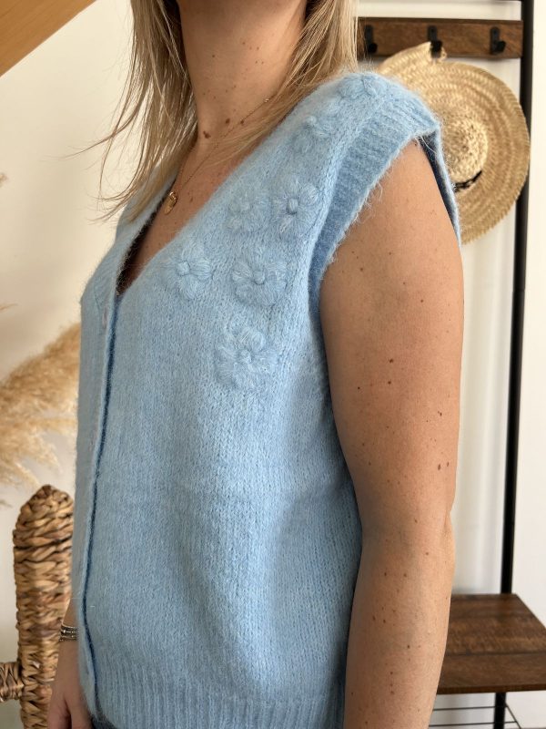 Pull sans manches bleu ciel