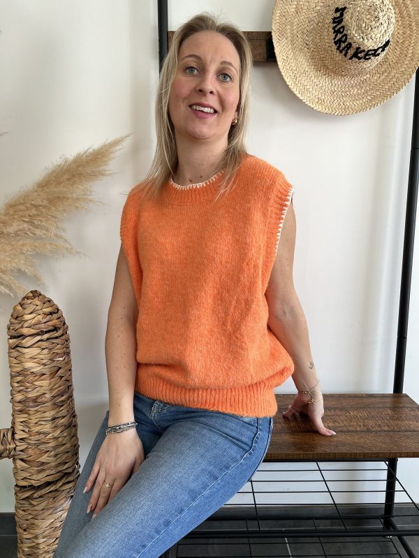 Pull sans manches orange