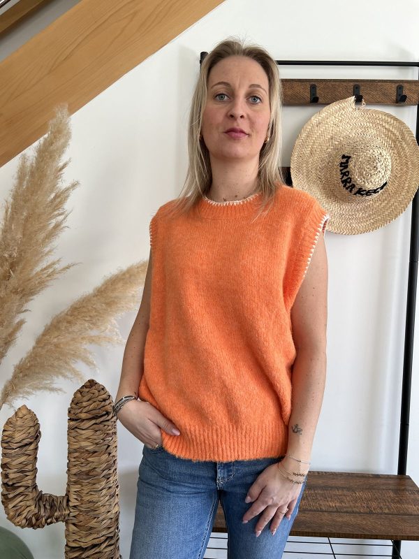 Pull sans manches orange