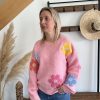 Pull rose fleurs