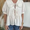 blouse beige col claudine