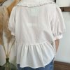 Blouse col claudine beige