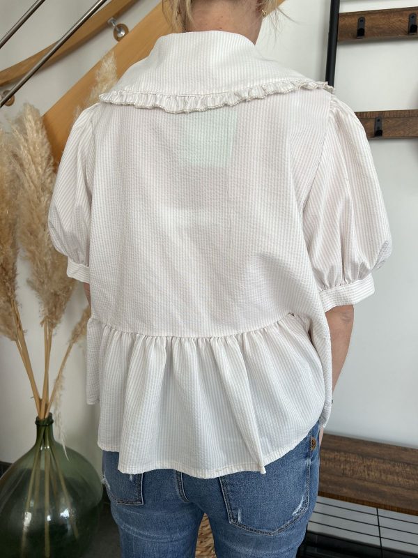Blouse col claudine beige