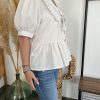 Blouse col claudine beige