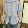 Blouse col claudine bleu