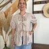 Blouse vichy beige à nouer