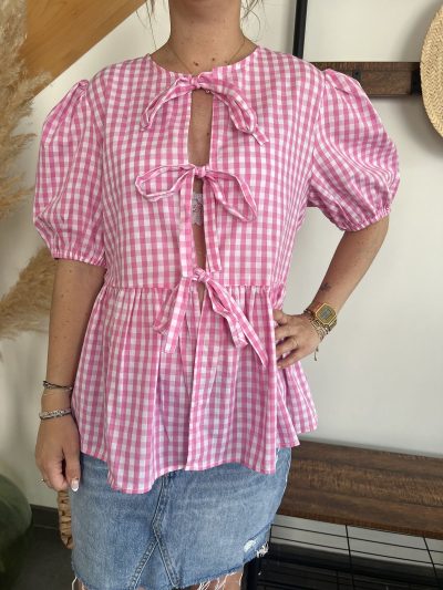 blouse vichy rose blouse vichy femme