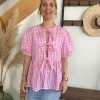 Blouse vichy rose à nouer