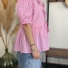 Blouse vichy rose à nouer