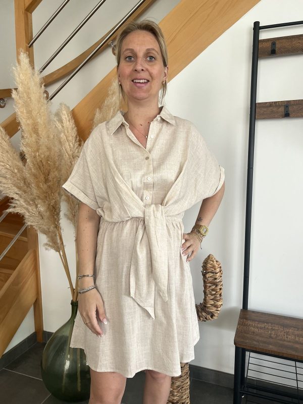 Robe en lin beige