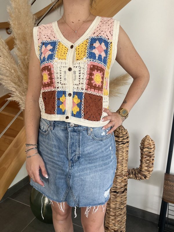 Top crochet femme