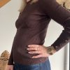 Pull maille côtelée marron