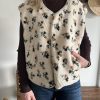 Gilet sans manches à fleurs effet mouton pour femme